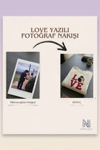 L x V E Yazılı Fotoğraf Nakışı