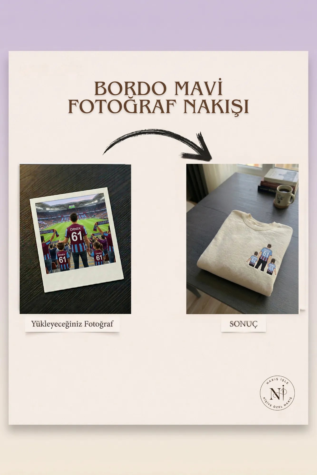 Bordo-Mavi Formalı Baba-2 Çocuk: El Ele