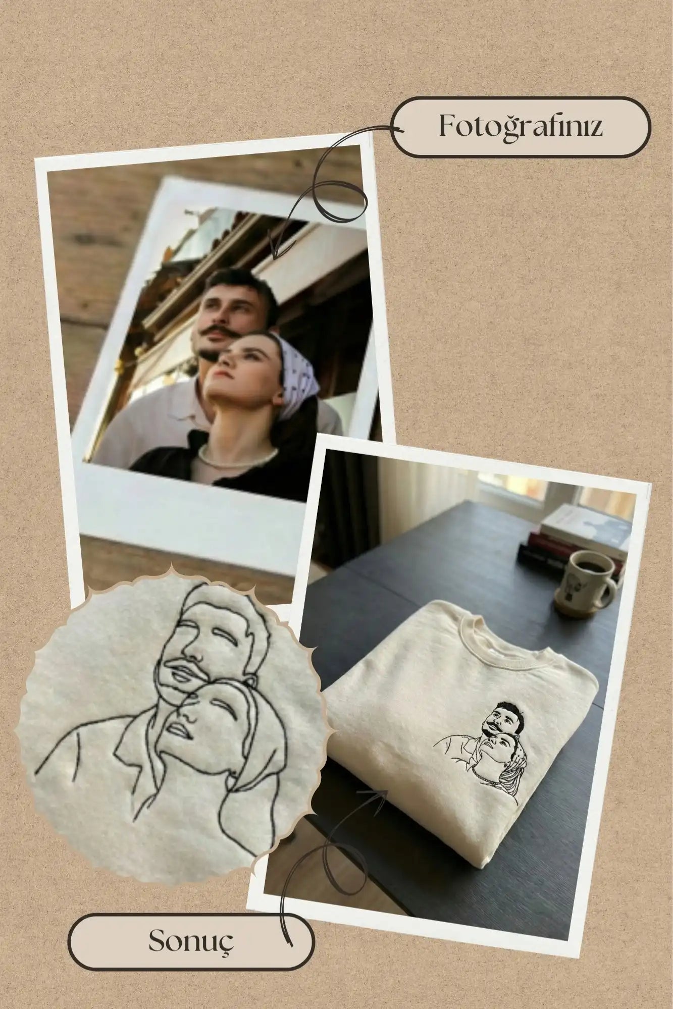 Kişiye Özel Çizgisel Fotoğraf Nakışı