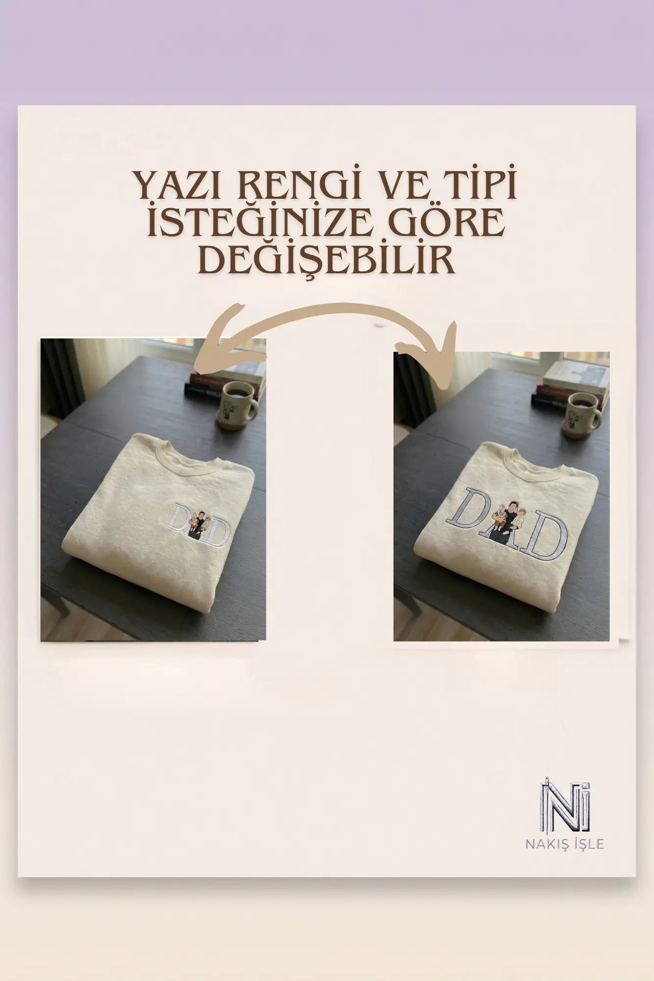D A D Yazılı Fotoğraf Nakışı