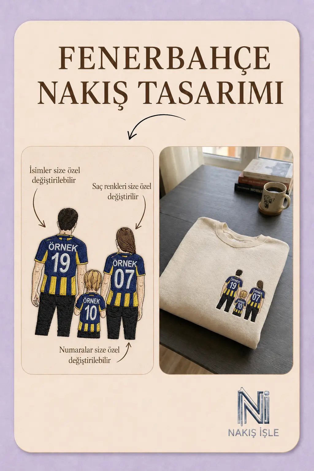 Sarı-Lacivert Formalı Anne-Baba-Çocuk
