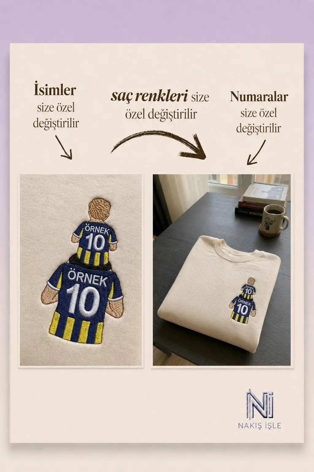 Sarı-Lacivert Formalı Baba-Çocuk: Omuzda