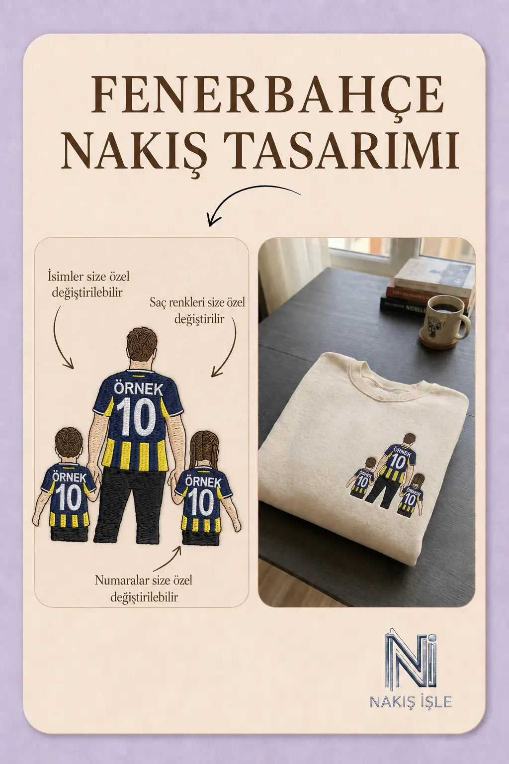 Sarı-Lacivert Formalı Baba-2 Çocuk: El Ele